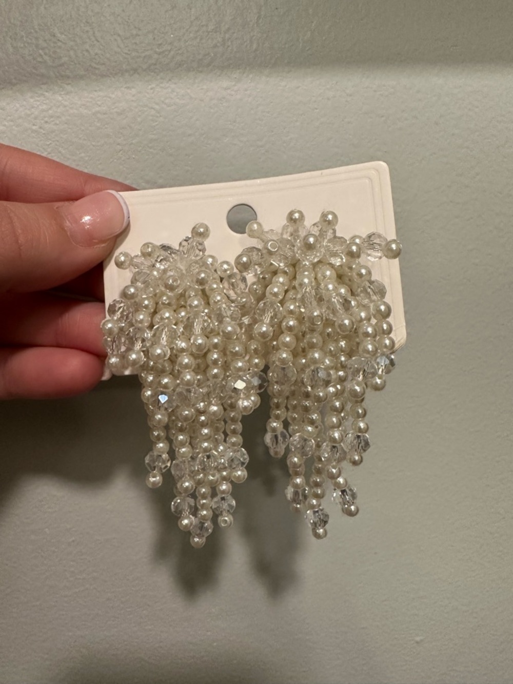Bridal Pearl Cascade Statement Drop Earrings - White Wedding Never Worn Amazon